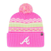 Atlanta Braves Youth Polar Vortex Cuffed Knit Hat with Pom - Pink | 47 brand