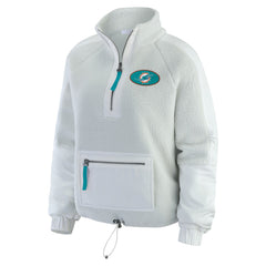 Miami Dolphins WEAR by Erin Andrews Women's Polar Fleece Half-Zip Jacket - White discount