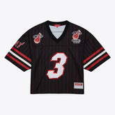 Dwyane Wade Miami Heat x DANNIJO Women's Cropped Football Fashion Jersey - Black | Mitchell & Ness discount