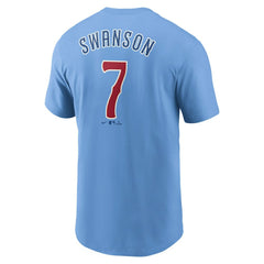 Dansby Swanson Chicago Cubs Fuse Name & Number T-Shirt - Light Blue | Nike
