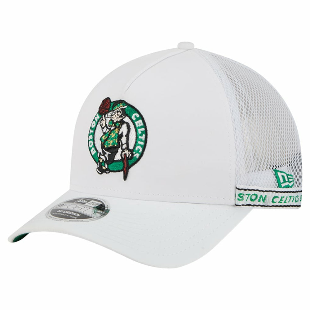 Boston Celtics Featherweight Team Tape 9FORTY M-Crown A-Frame Adjustable Hat - White | New Era on sale
