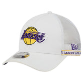 Los Angeles Lakers Featherweight Team Tape 9FORTY M-Crown A-Frame Adjustable Hat - White | New Era cheap