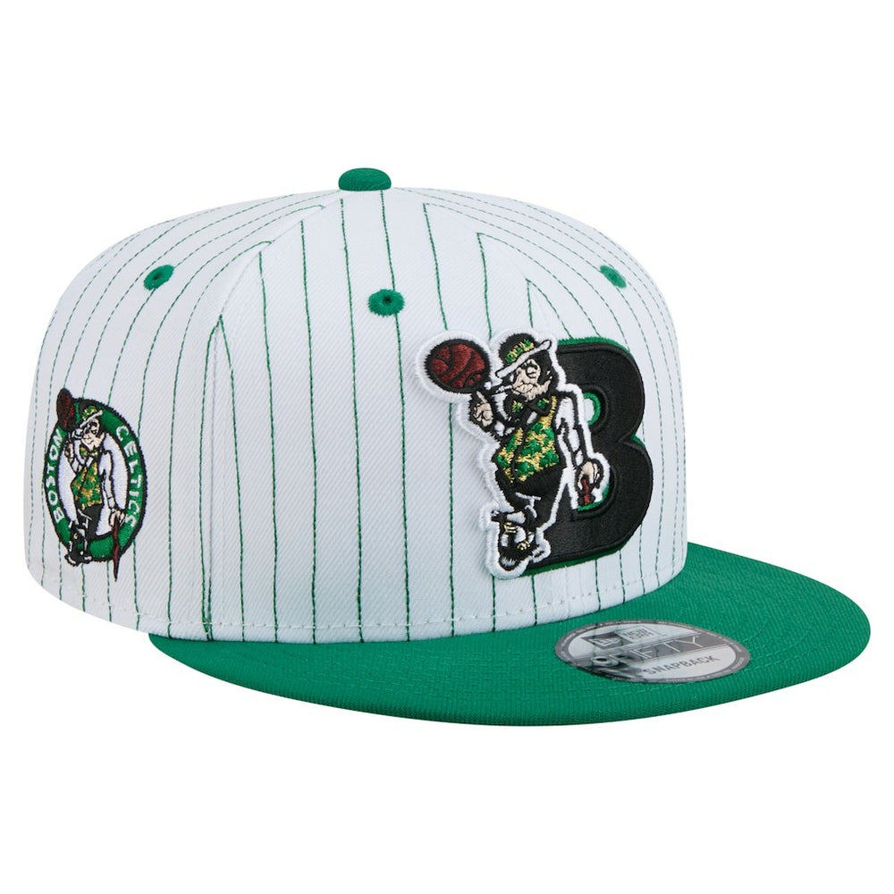 Boston Celtics Deceptor Pinstripe 9FIFTY Snapback Hat - White | New Era cheap