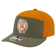 Boston Celtics Two-Tone Color Pack Split Panel 9FIFTY Adjustable Hat - Olive/Burnt Orange | New Era on sale