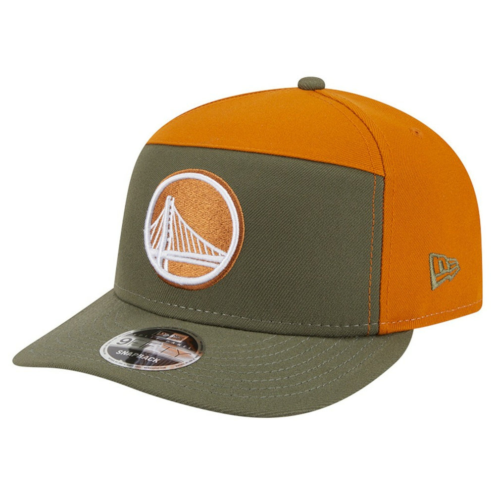 Golden State Warriors Two-Tone Color Pack Split Panel 9FIFTY Adjustable Hat sale - Olive/Burnt Orange | New Era cheap