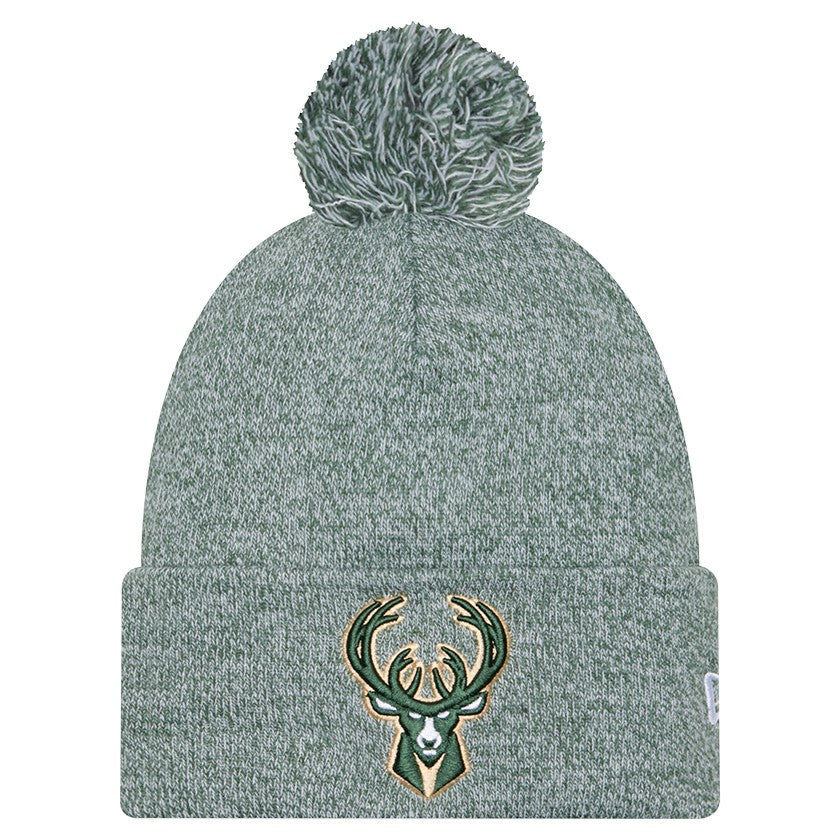 Milwaukee Bucks Marled Cuffed Knit Hat with Pom - Hunter Green | New Era for sale