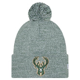 Milwaukee Bucks Marled Cuffed Knit Hat with Pom - Hunter Green | New Era for sale