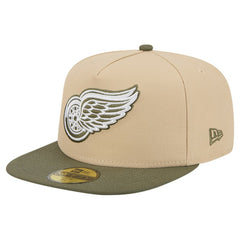 Detroit Red Wings New Era Color Pack Two-Tone 59FIFTY A-Frame Fitted Hat Tan/Olive