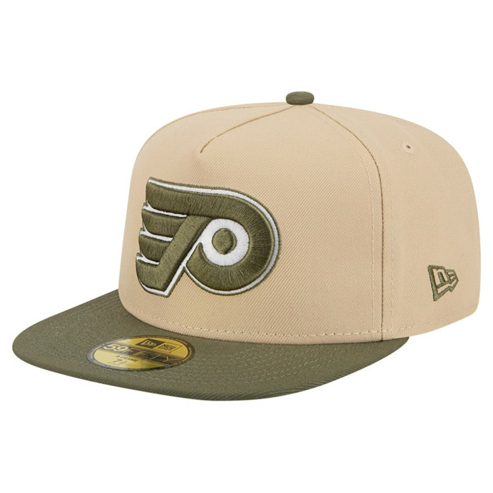 Philadelphia Flyers New Era Color Pack Two-Tone 59FIFTY A-Frame Fitted Hat Tan/Olive
