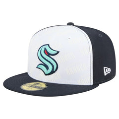 Seattle Kraken New Era Repeat Two-Tone 59FIFTY Fitted Hat White/Deep Sea Blue