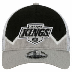 Los Angeles Kings New Era Hockey Sock 9FORTY A-Frame M-Crown Adjustable Trucker Hat Silver/Black