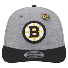 Boston Bruins New Era Wool Pin Low Profile 9FIFTY Snapback Hat Gray/Black