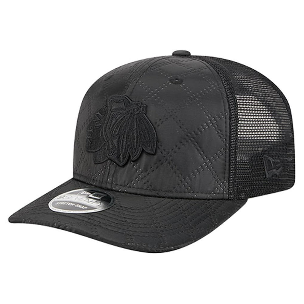 Chicago Blackhawks New Era Quilted Nylon 9SEVENTY Adjustable Trucker Hat Black