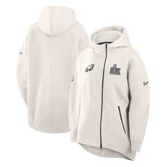 Philadelphia Eagles Women's Super Bowl LIX Opening Night Tech Fleece Full-Zip Hoodie - Cream | Nike discount