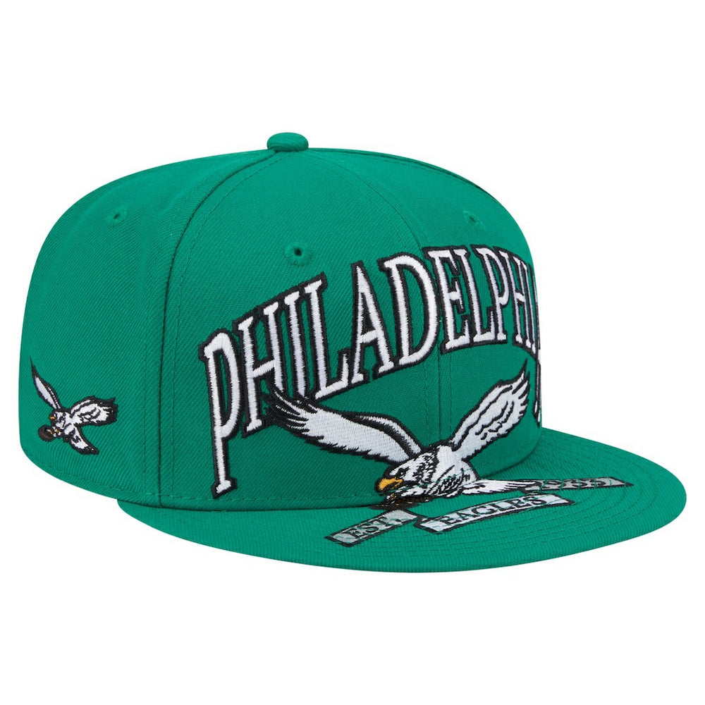 Philadelphia Eagles New Era Throwback Oversized 59FIFTY Fitted Hat - Kelly Green discount