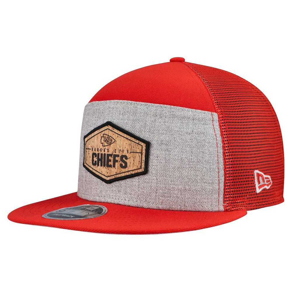 Kansas City Chiefs New Era Cork Split Panel 9FIFTY Trucker Snapback Hat - Gray/Red discount
