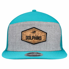 Miami Dolphins New Era Cork Split Panel 9FIFTY Trucker Snapback Hat - Gray/Aqua outlet