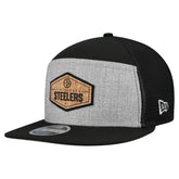 Pittsburgh Steelers New Era Cork Split Panel 9FIFTY Trucker Snapback Hat - Gray/Black sale