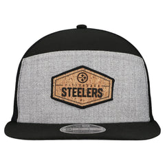 Pittsburgh Steelers New Era Cork Split Panel 9FIFTY Trucker Snapback Hat - Gray/Black sale
