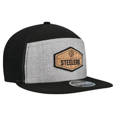 Pittsburgh Steelers New Era Cork Split Panel 9FIFTY Trucker Snapback Hat - Gray/Black sale