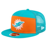 Miami Dolphins New Era Outdoor Split Panel 9FIFTY Snapback Hat - Orange/Aqua sale