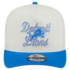Detroit Lions New Era Chainstitch A-Frame 9FIFTY Adjustable Hat - Cream/Blue outlet