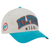 Miami Dolphins New Era Throwback Two-Tone Sided Corduroy 9FORTY A-Frame Adjustable Hat - Cream/Aqua discount