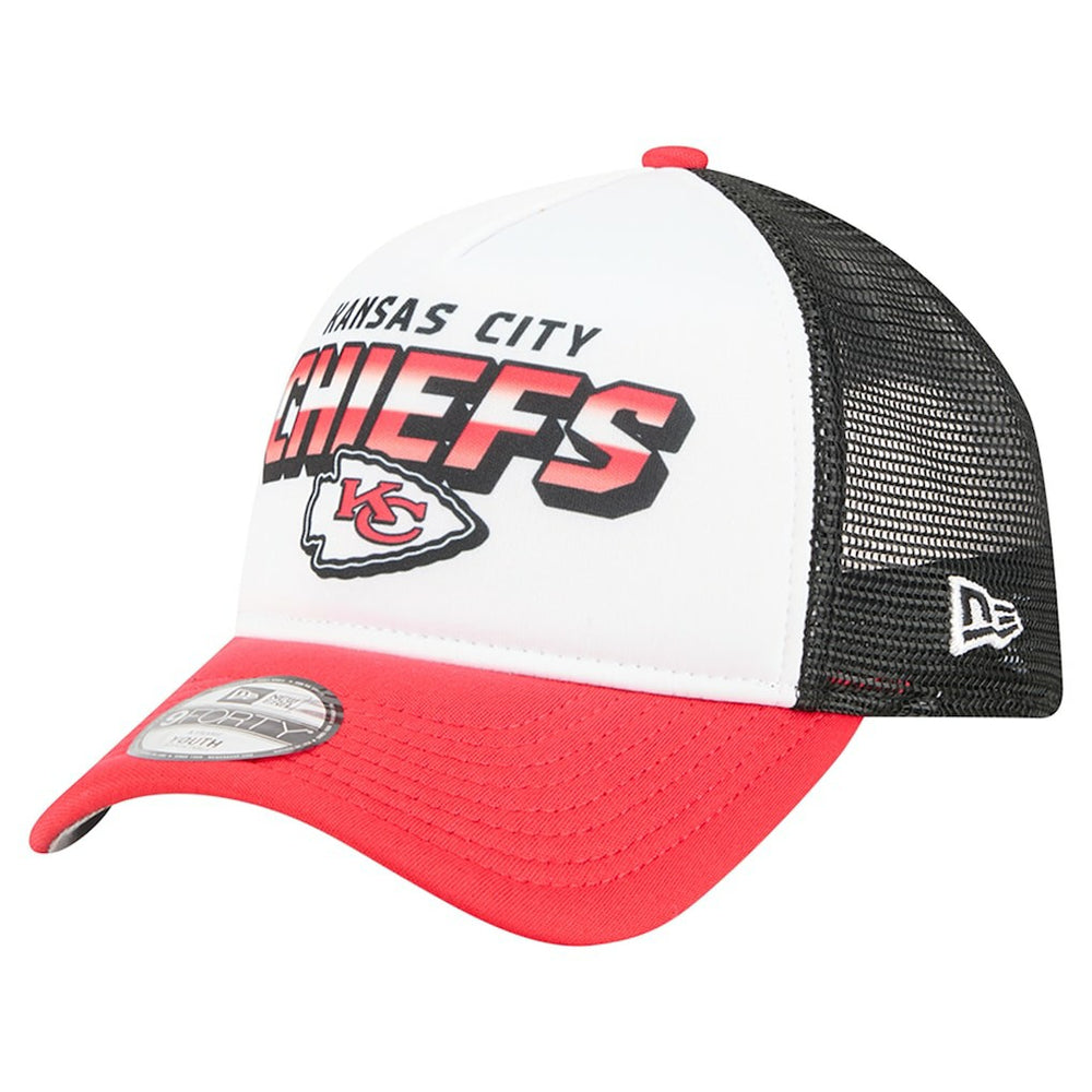 Kansas City Chiefs New Era Youth Streak 9FORTY A-Frame Adjustable Hat - White/Red sale