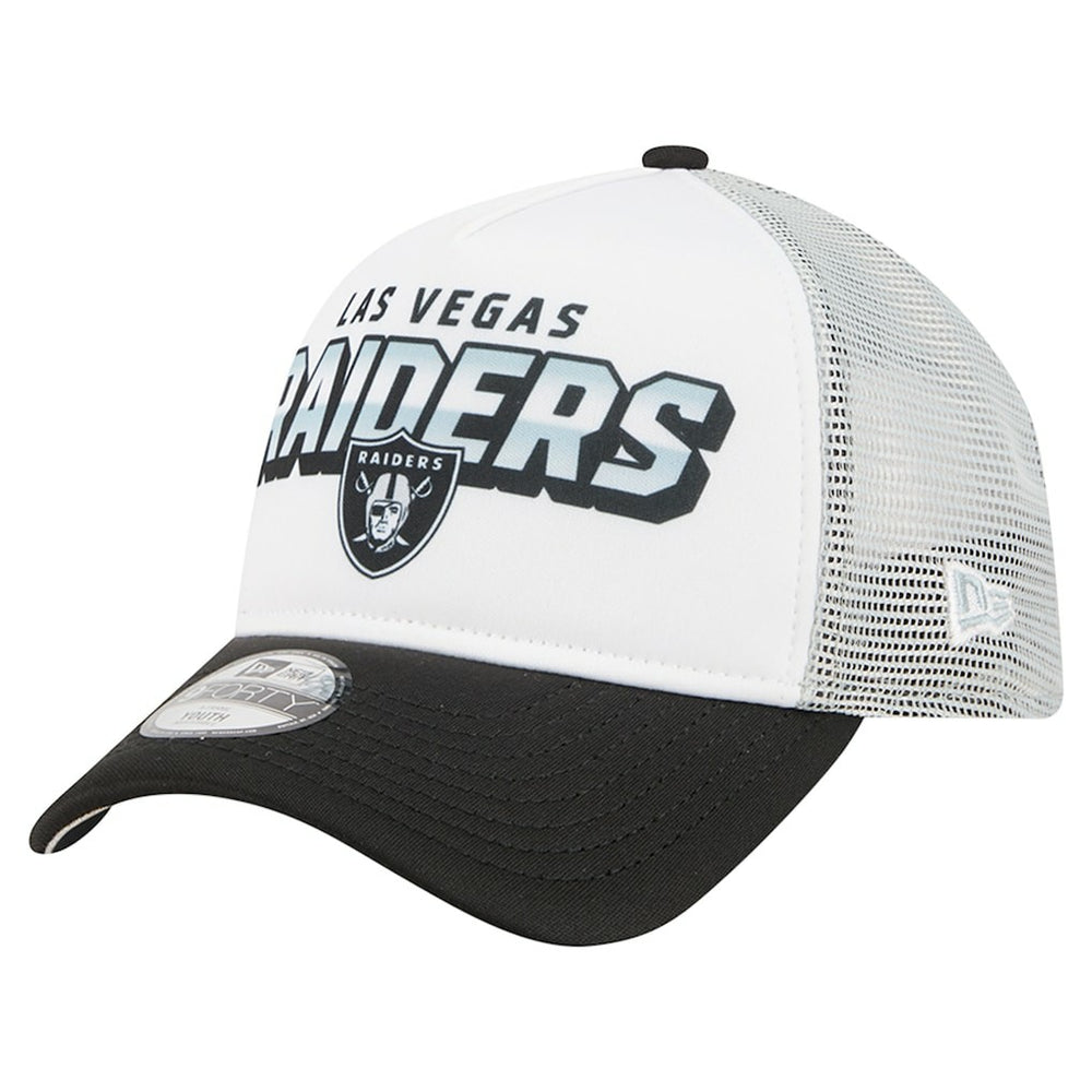 Las Vegas Raiders New Era Youth Streak 9FORTY A-Frame Adjustable Hat - White/Black sale