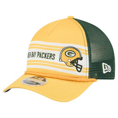 Green Bay Packers New Era Linear A-Frame 9FORTY Adjustable Hat - Gold for sale