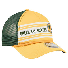 Green Bay Packers New Era Linear A-Frame 9FORTY Adjustable Hat - Gold for sale