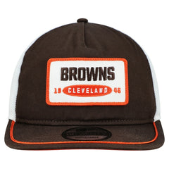 Cleveland Browns New Era Patch 19TWENTY Adjustable Hat - Brown/White discount