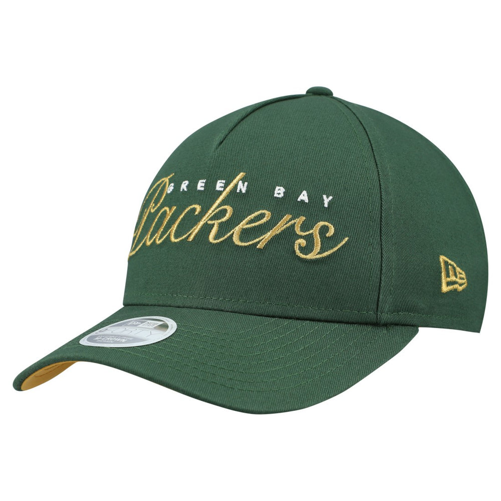 Green Bay Packers New Era Women's Metallic 9FORTY M-Crown A-Frame Adjustable Hat - Green discount