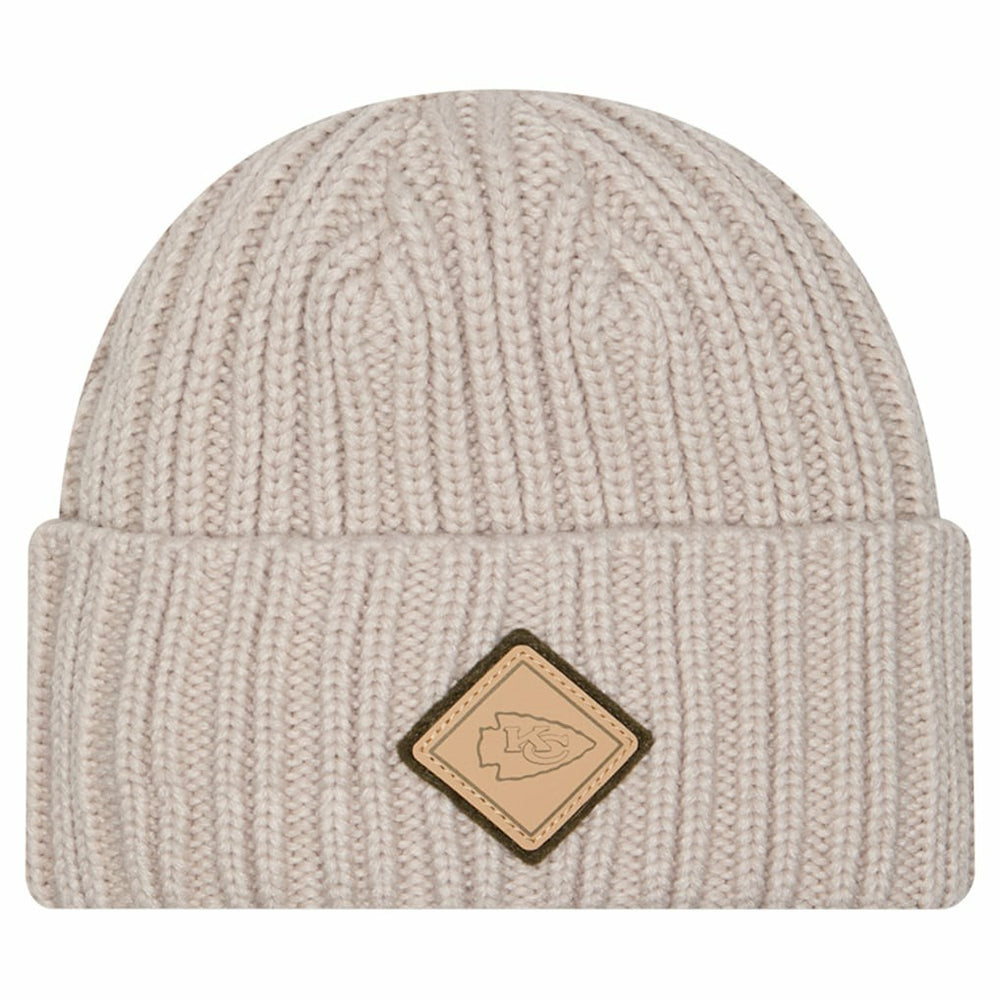 Kansas City Chiefs New Era Logo Applique Cuffed Knit Hat - Light Beige cheap