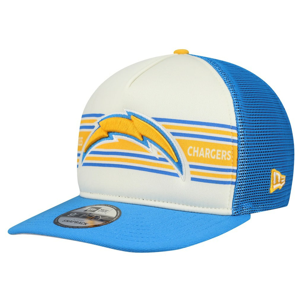 Los Angeles Chargers New Era Banner A-Frame 9FIFTY Snapback Hat - Cream/Powder Blue outlet