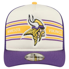 Minnesota Vikings New Era Banner A-Frame 9FIFTY Trucker Snapback Hat - Cream/Purple for sale