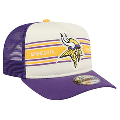 Minnesota Vikings New Era Banner A-Frame 9FIFTY Trucker Snapback Hat - Cream/Purple for sale