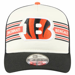 Cincinnati Bengals New Era Banner A-Frame 9FIFTY Trucker Snapback Hat - Cream/Black sale