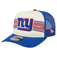 New York Giants New Era Youth Banner 9FIFTY A-Frame Adjustable Trucker Hat - Cream/Royal online