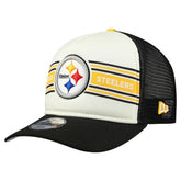 Pittsburgh Steelers New Era Youth Banner 9FIFTY A-Frame Adjustable Trucker Hat - Cream/Black cheap