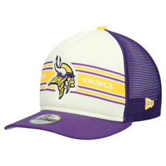 Minnesota Vikings New Era Youth Banner 9FIFTY A-Frame Adjustable Trucker Hat - Cream/Purple for sale