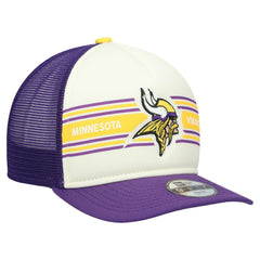 Minnesota Vikings New Era Youth Banner 9FIFTY A-Frame Adjustable Trucker Hat - Cream/Purple for sale
