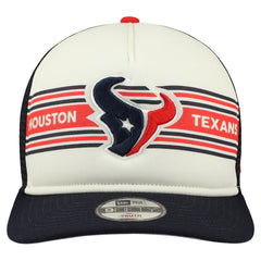 Houston Texans New Era Youth Banner 9FIFTY A-Frame Adjustable Trucker Hat - Cream/Navy on sale