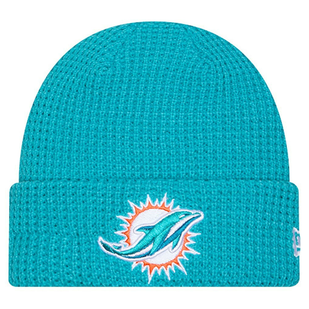 Miami Dolphins New Era Youth Waffle Cuffed Knit Hat - Aqua discount