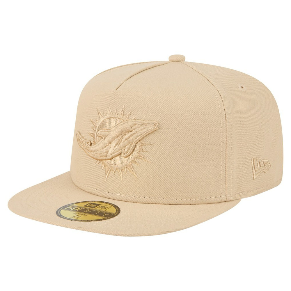 Miami Dolphins New Era Color Pack A-Frame 59FIFTY Fitted Hat - Light Beige discount