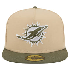 Miami Dolphins New Era Color Pack A-Frame 59FIFTY Fitted Hat - Beige/Olive sale