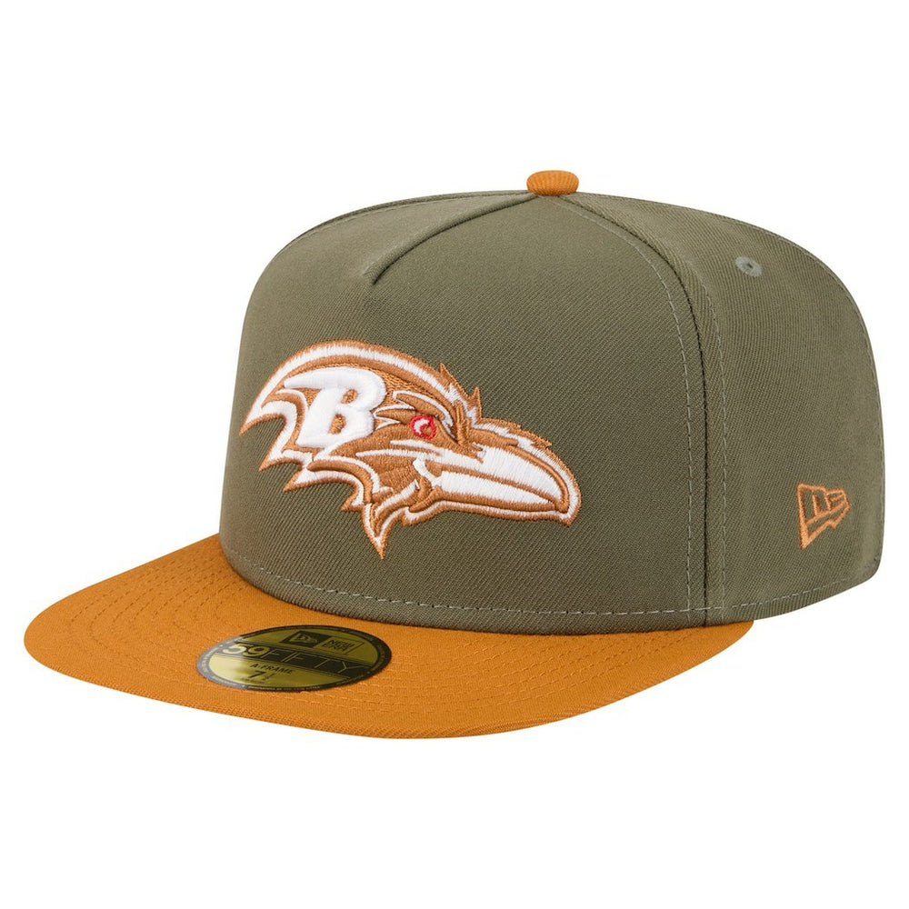 Baltimore Ravens New Era Color Pack A-Frame 59FIFTY Fitted Hat - Olive/Brown cheap