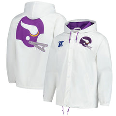 Minnesota Vikings Vintage Logo Coaches Full-Snap Hoodie Jacket - White discount
