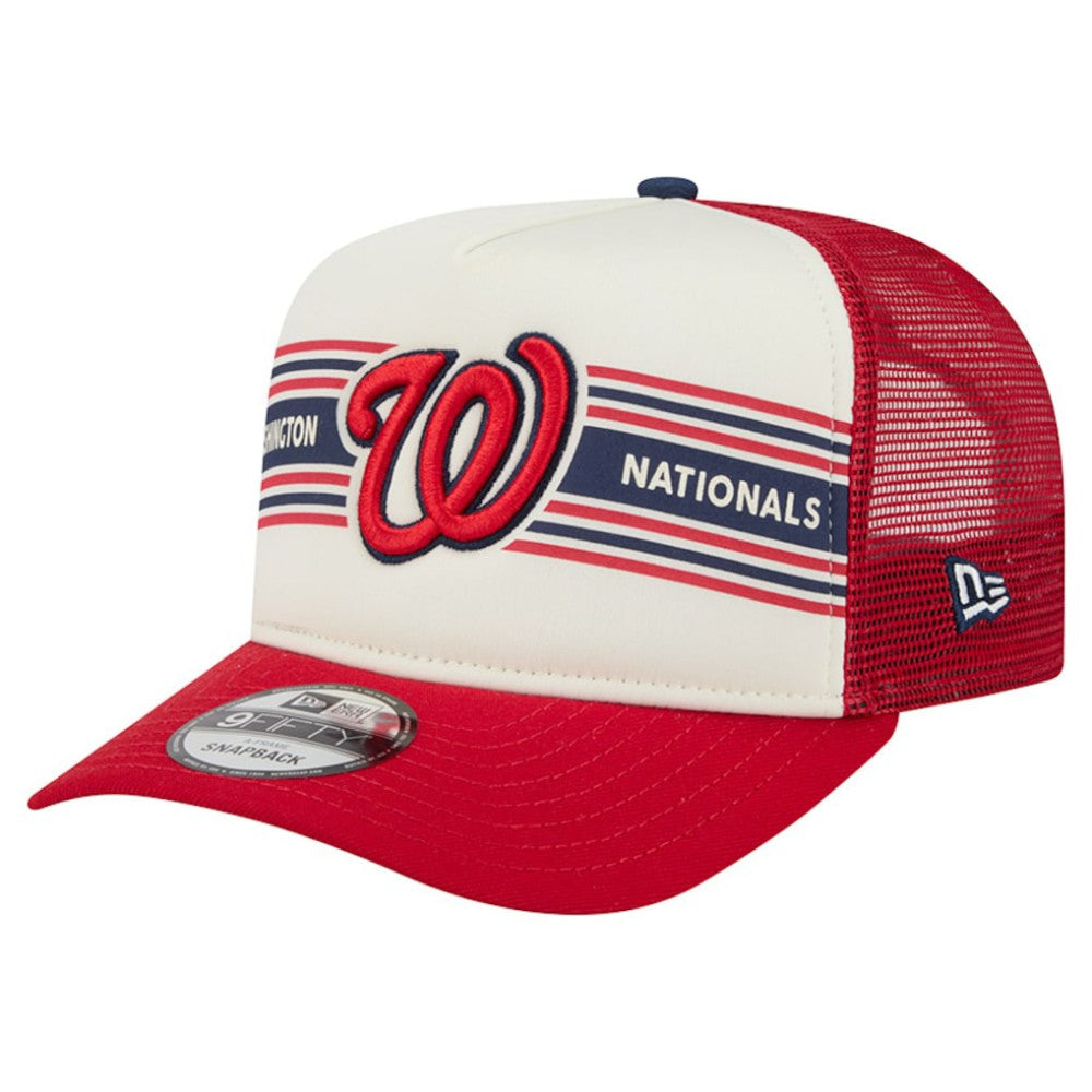 Washington Nationals Banner A-Frame 9FIFTY Trucker Snapback Hat - Cream/Red | New Era