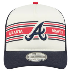 Atlanta Braves Banner A-Frame 9FIFTY Trucker Snapback Hat - Cream/Navy | New Era